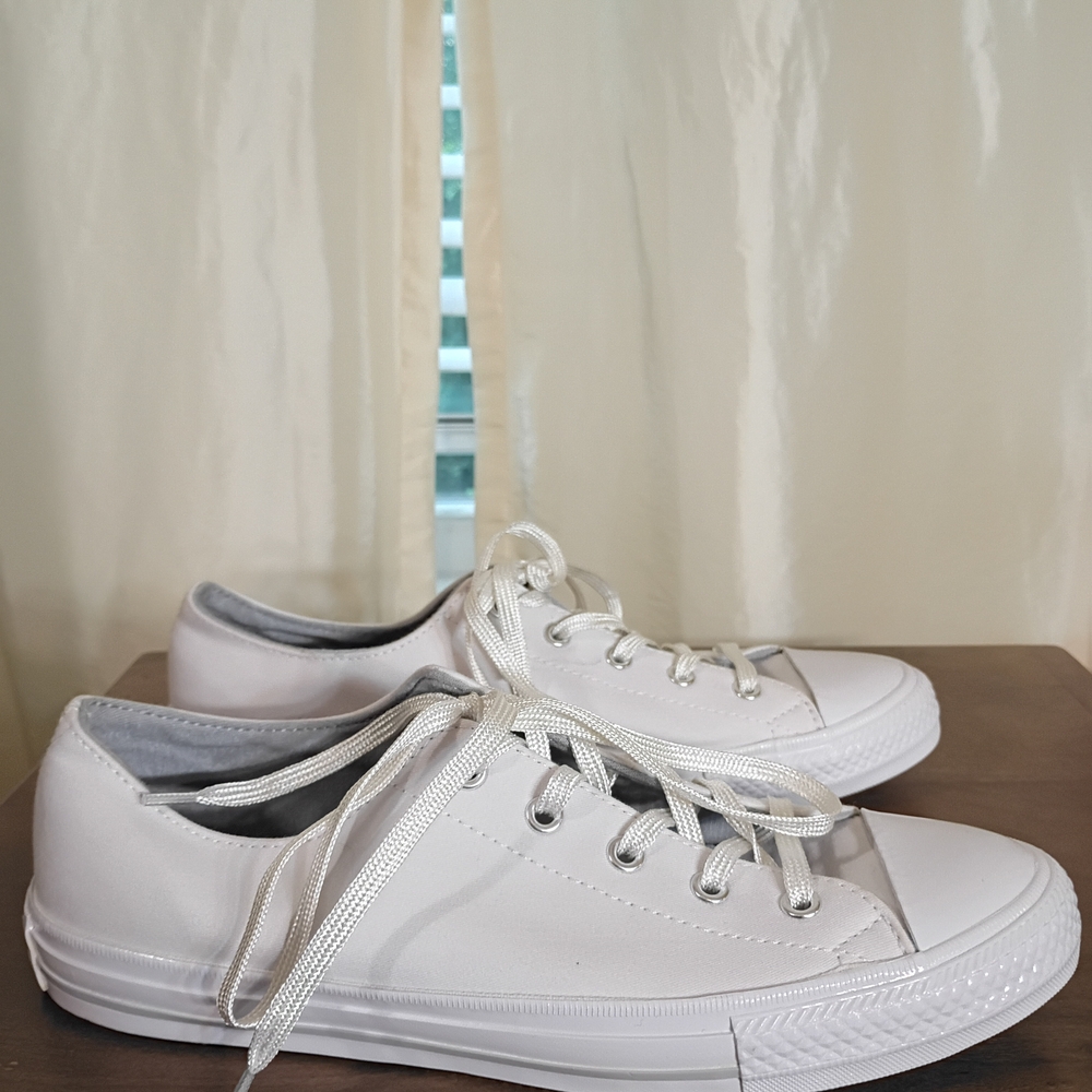 Converse White Canvas Lace-Up Sneakers